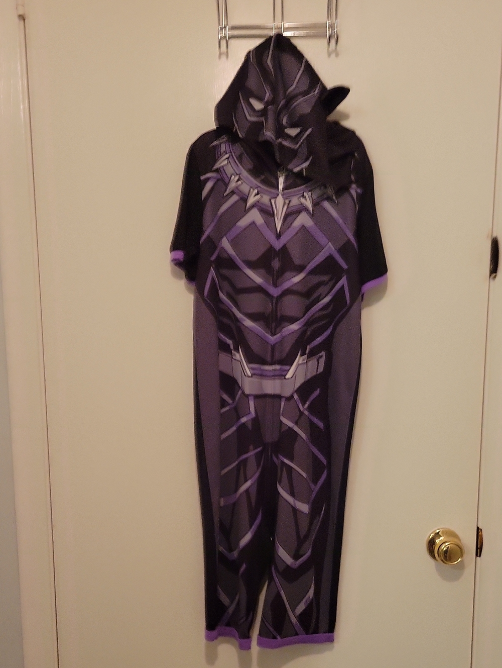 Marvel Black and Purple Black Panther Hooded Jumpsuit